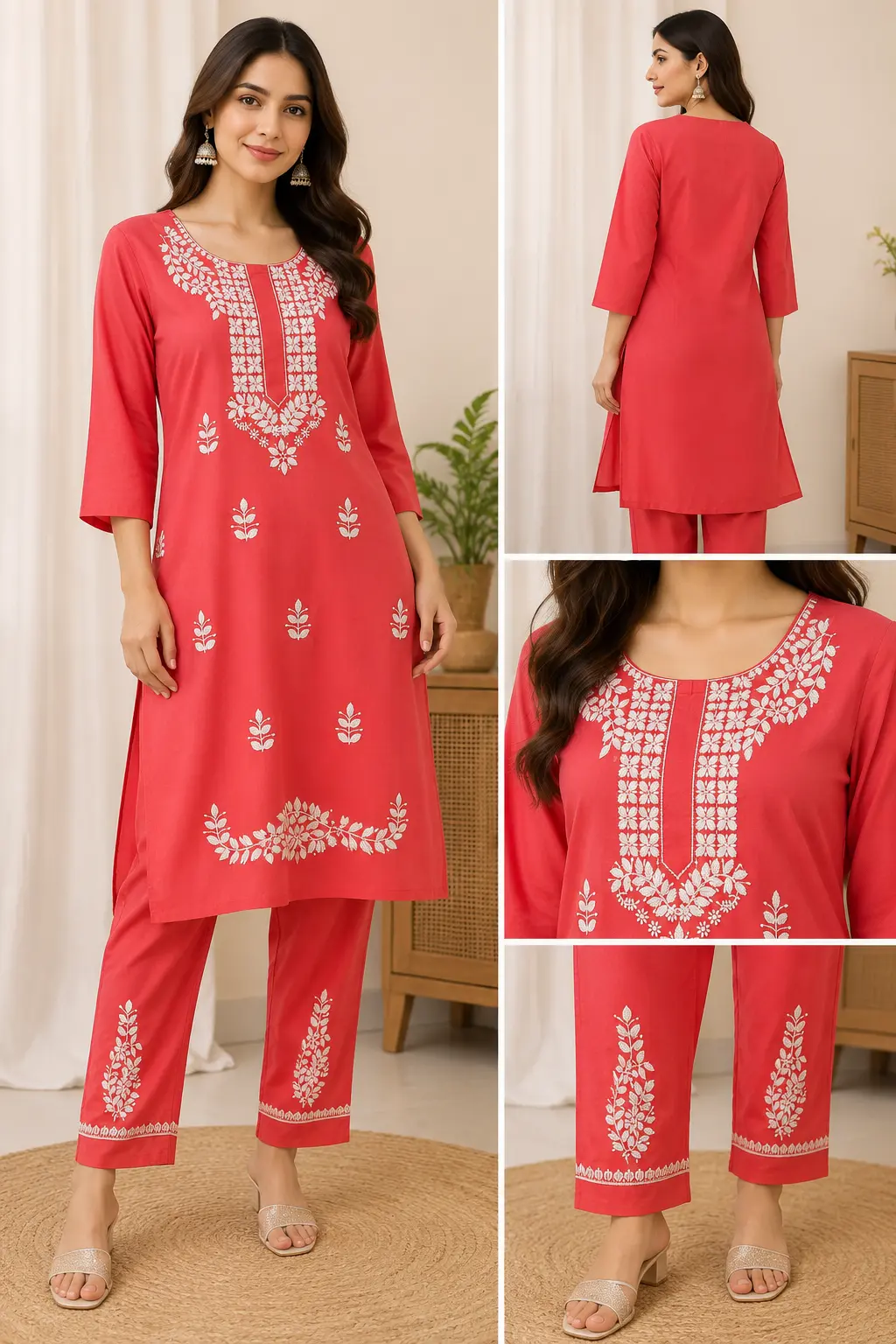 Kurti Set Coral Red